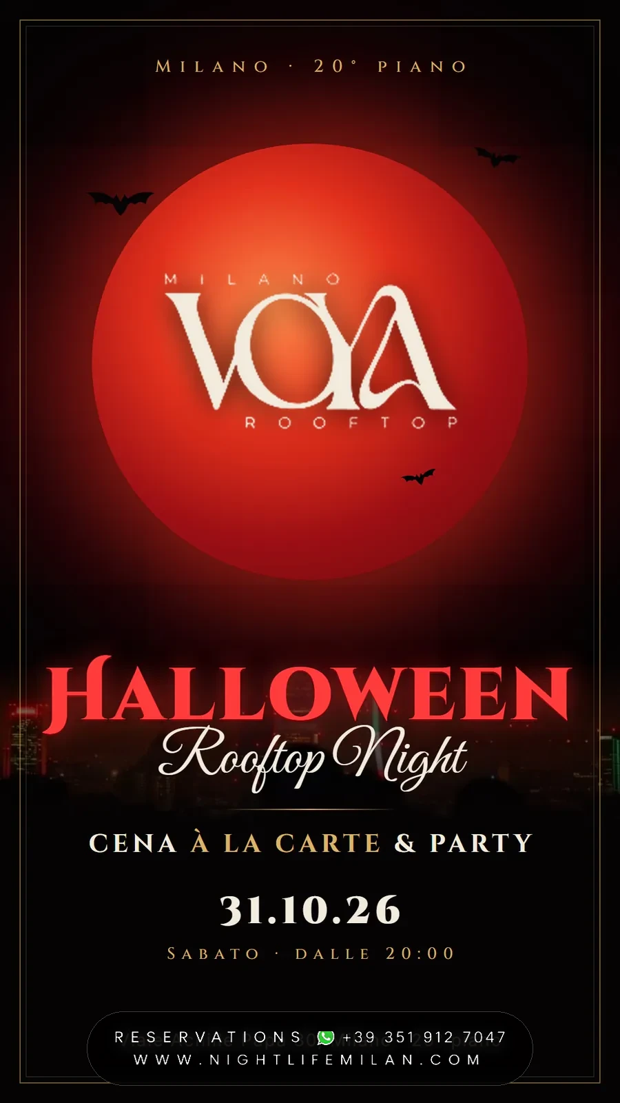 Nytårsaften 2027 Voya Rooftop Milano (Milano): Gala, Club & VIP — Voya Rooftop Milano (Elegant / Glamour (20th Panoramic Floor))