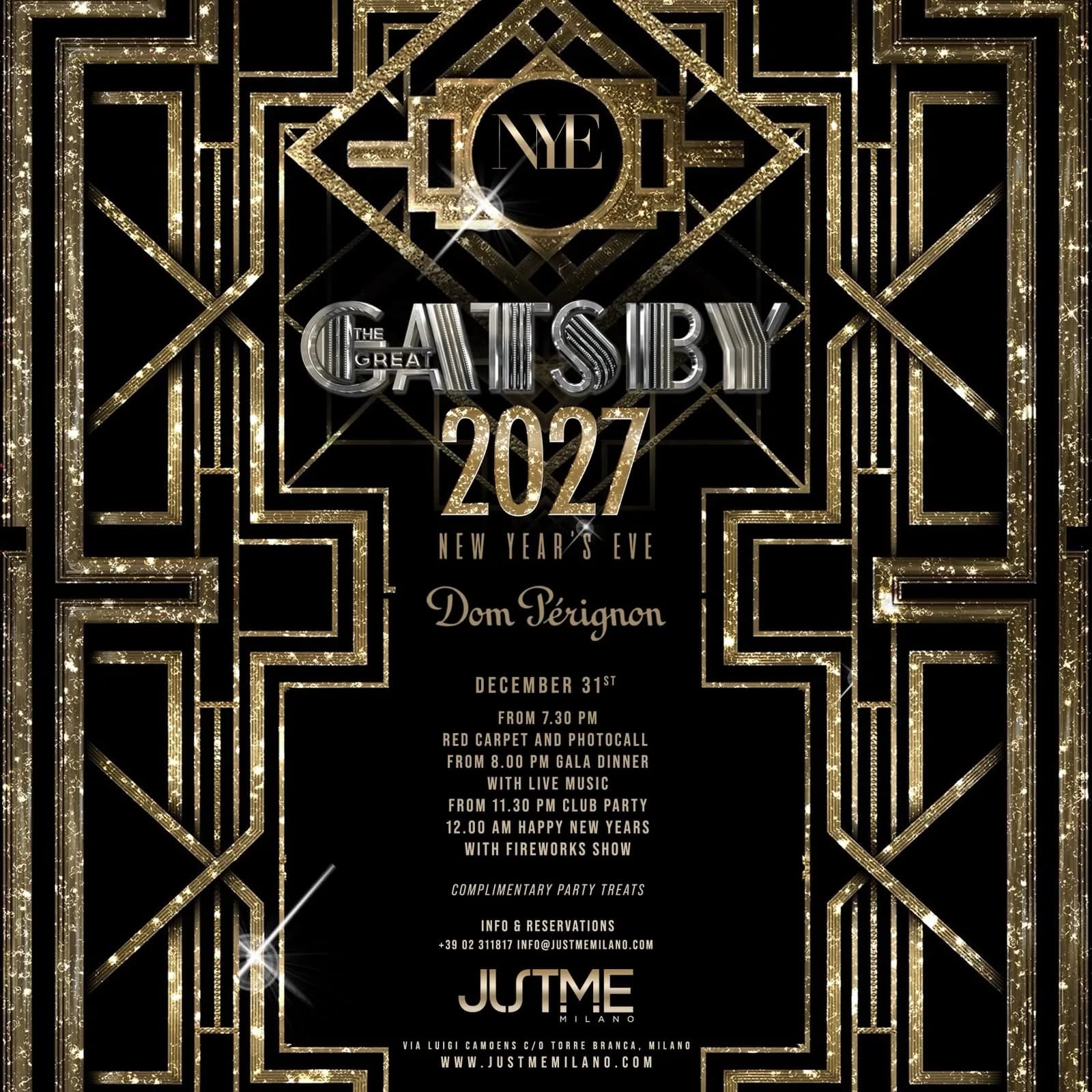 Gatsby NYE 2027 · Justme Milano