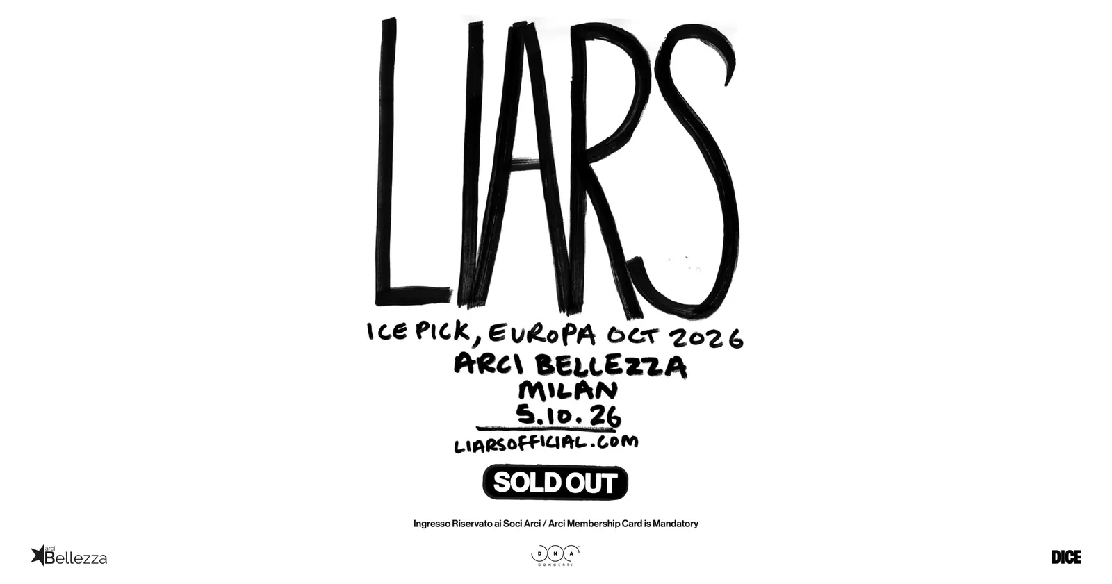 Event artwork: LIARS · Arci Bellezza