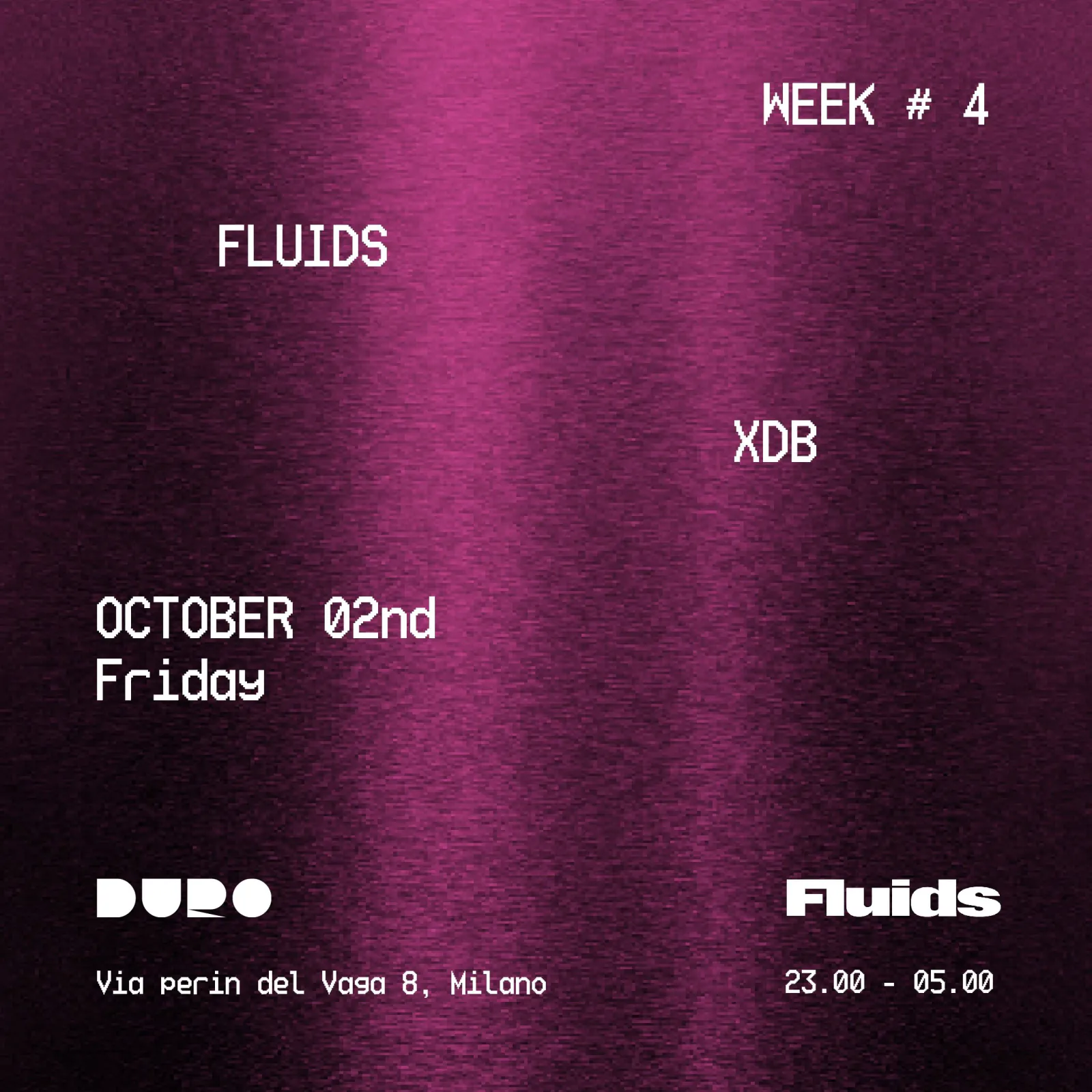 Event artwork: Fluids // XDB · DURO