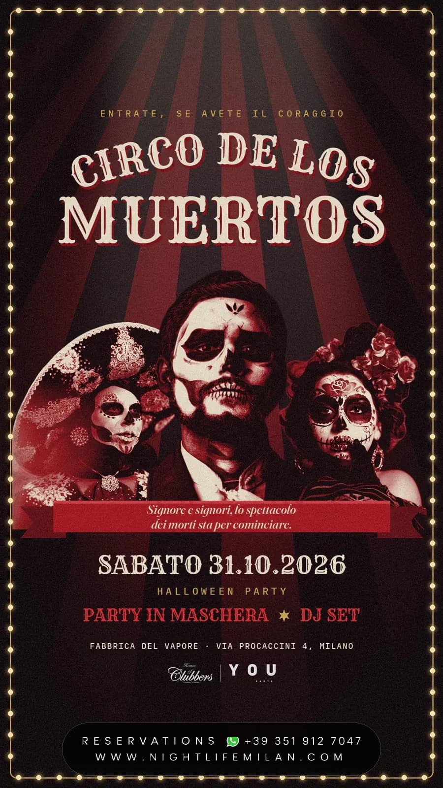 Poster tal-avveniment: Circo de los Muertos · Fabbrica del Vapore