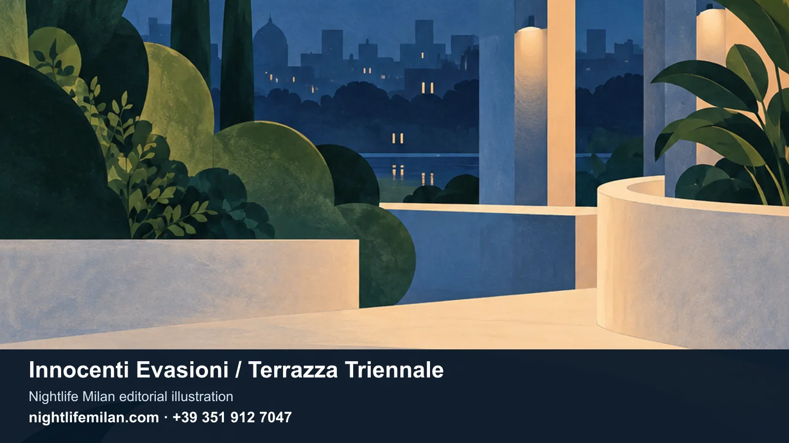 A Nightlife Milan szerkesztői illusztrációja. Innocenti Evasioni / Terrazza Triennale