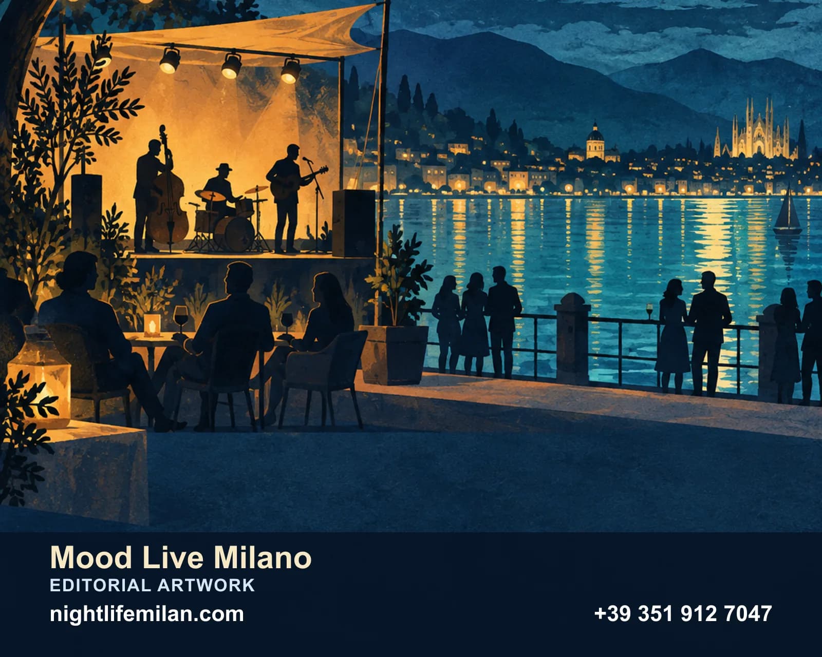 Редакционна илюстрация на Nightlife Milan. Mood Live Milano