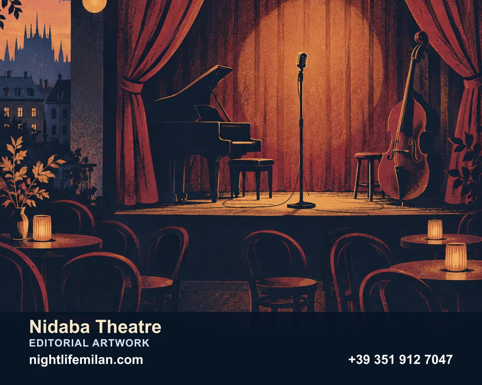 Συντακτική εικονογράφηση Nightlife Milan. Nidaba Theatre