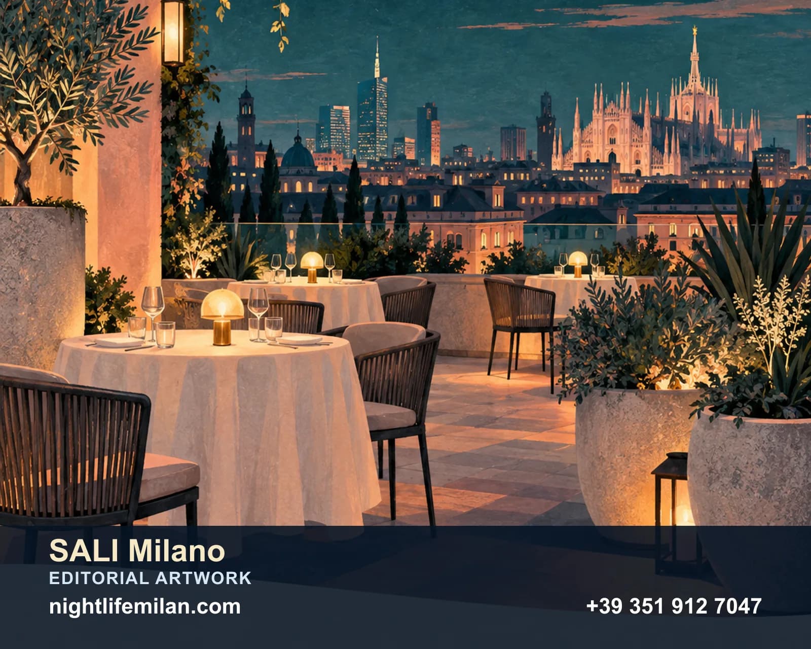 Nightlife Milan editorial illustration. SALI Milano
