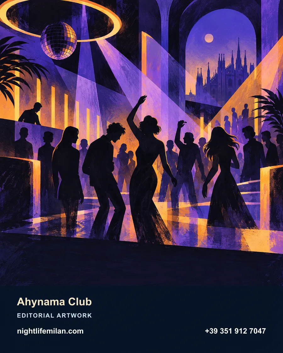 Nightlife Milan editorial illustration. Ahynama Club