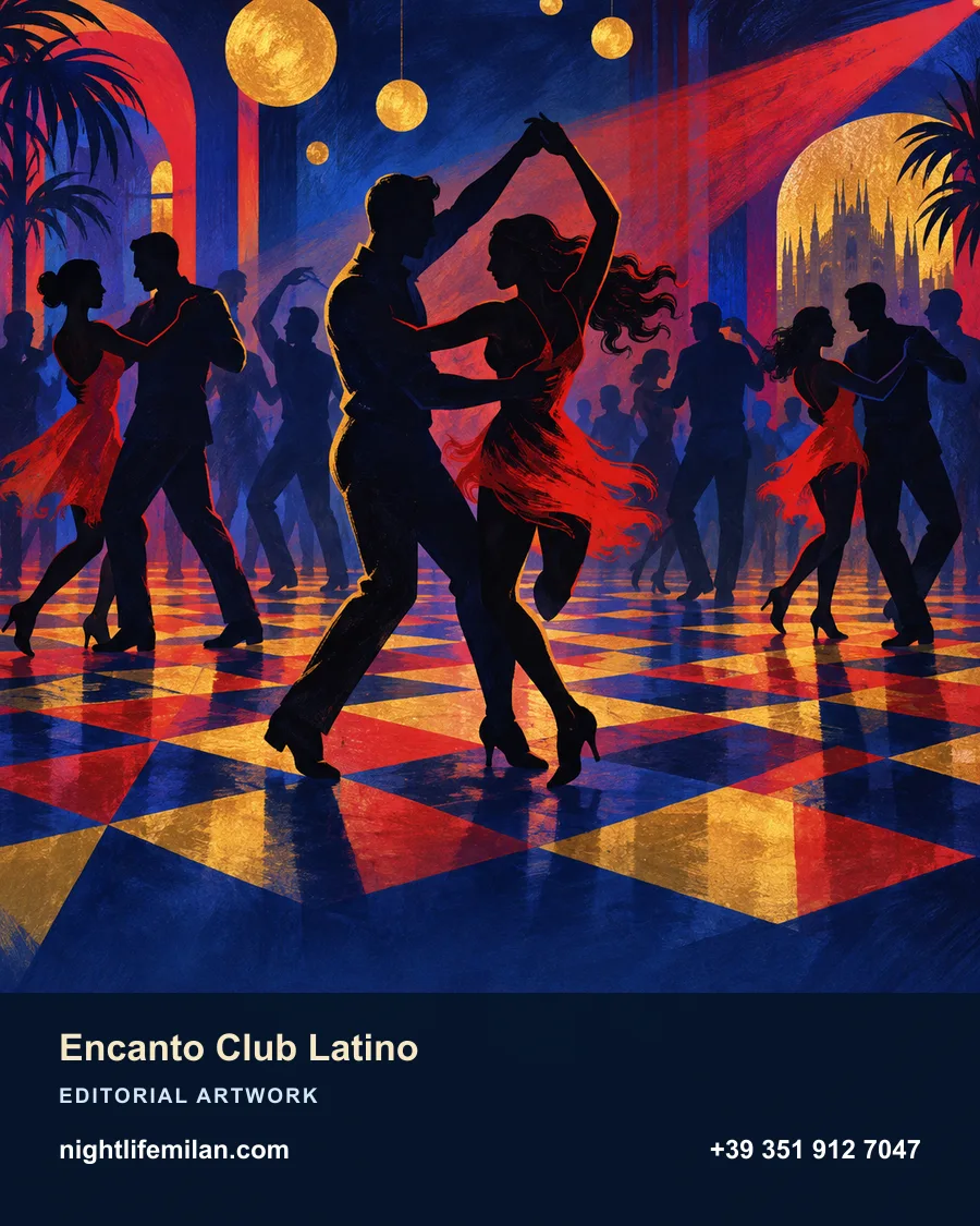 Nightlife Milan editorial illustration. Encanto Club Latino