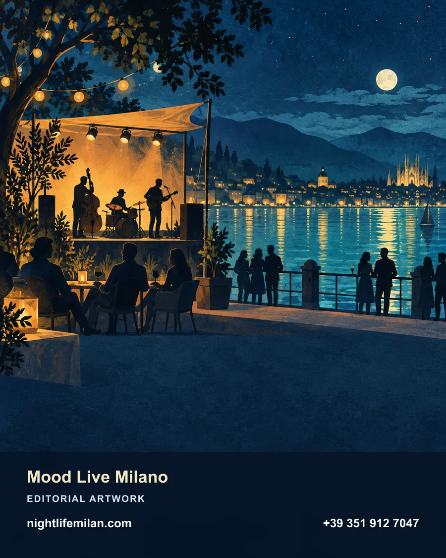 Nightlife Milan editorial illustration. Mood Live Milano