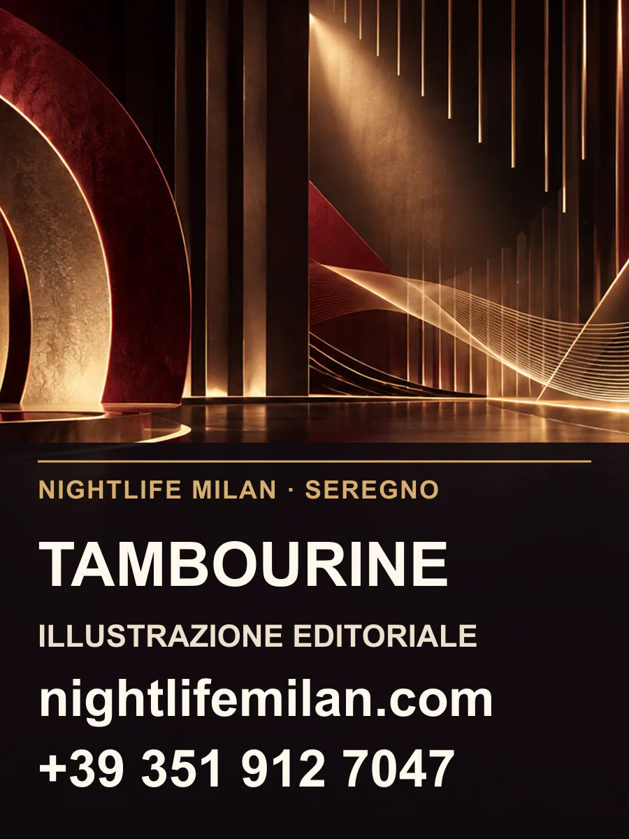 Nightlife Milan editorial illustration. Tambourine