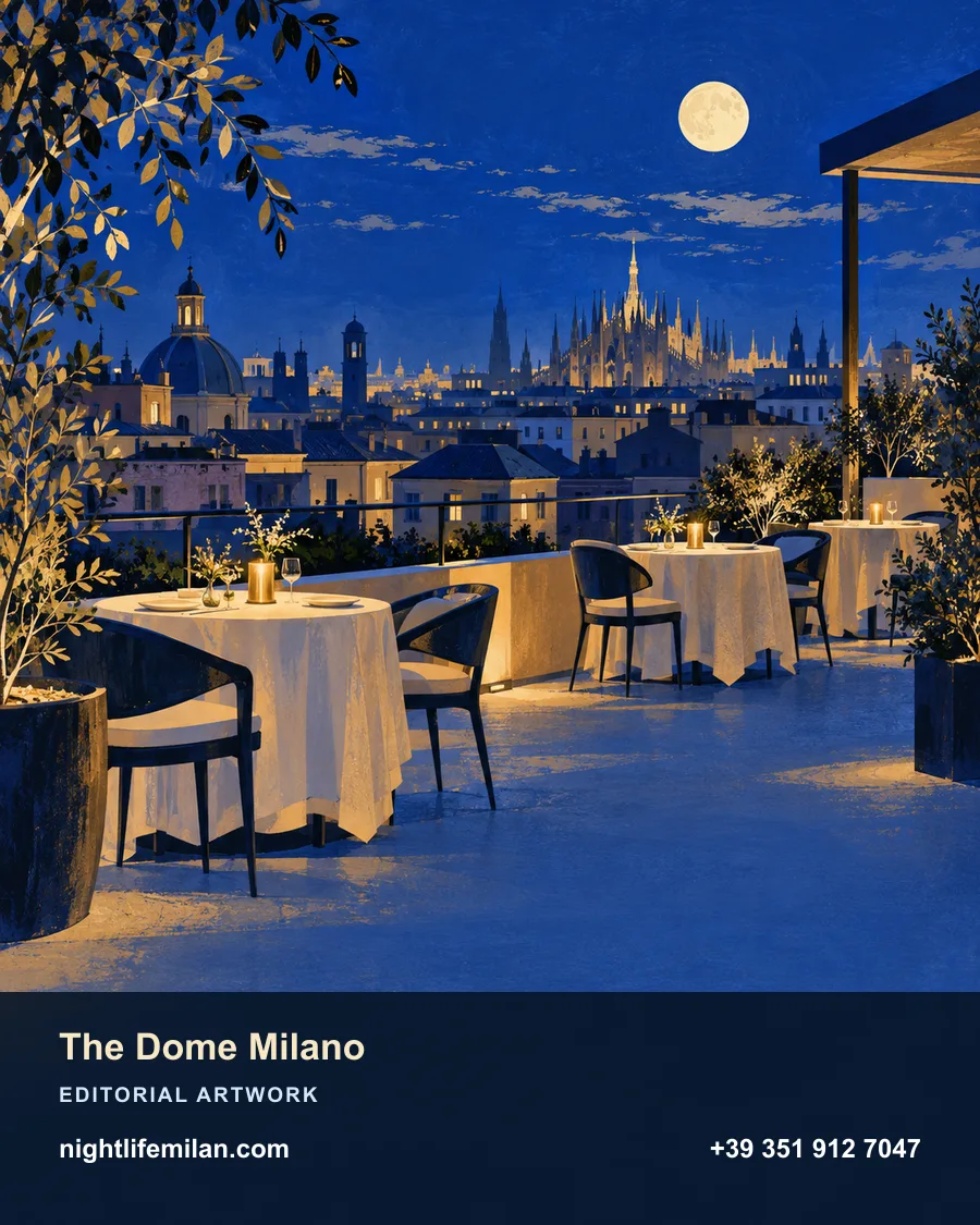Nightlife Milan editorial illustration. The Dome Milano