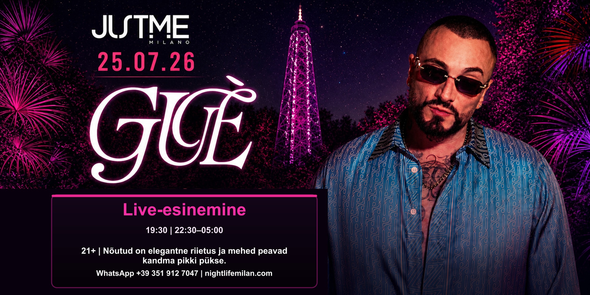 Guè — Live-esinemine, Just Me Milano, 25.07.2026