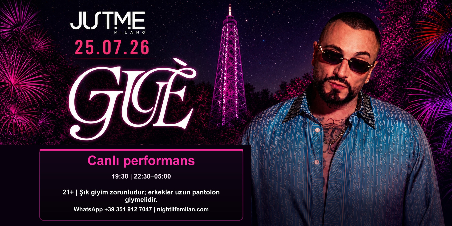 Guè — Canlı performans, Just Me Milano, 25.07.2026
