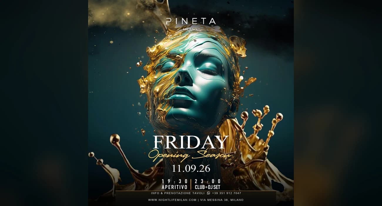 Friday Night på Pineta Milano — 11. september 2026 Friday Night på Pineta Milano — 11. september 2026