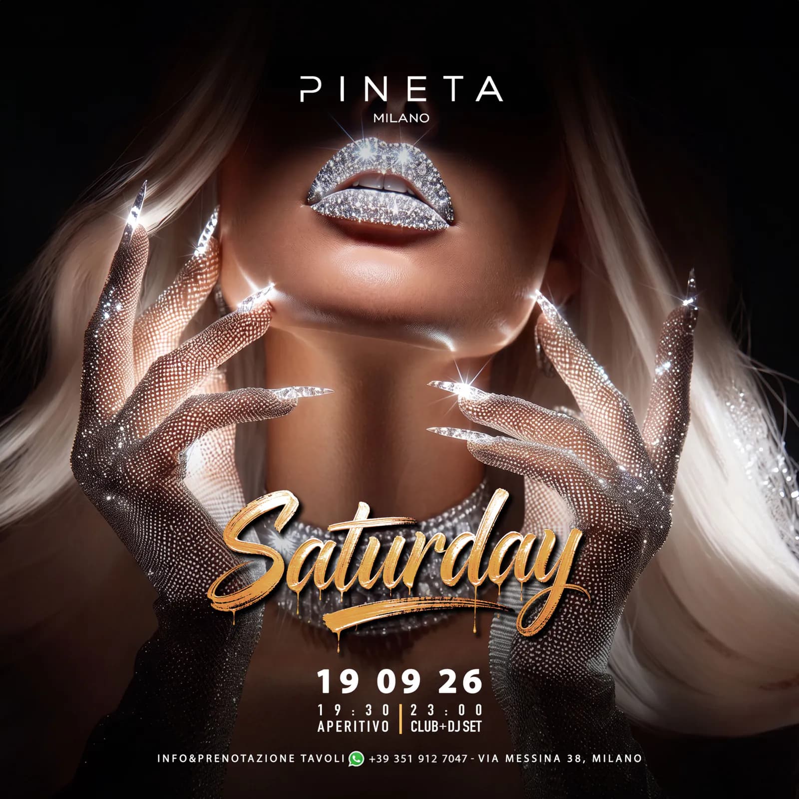 Officiel plakat for Saturday Night på Pineta Milano Officiel plakat for Saturday Night på Pineta Milano