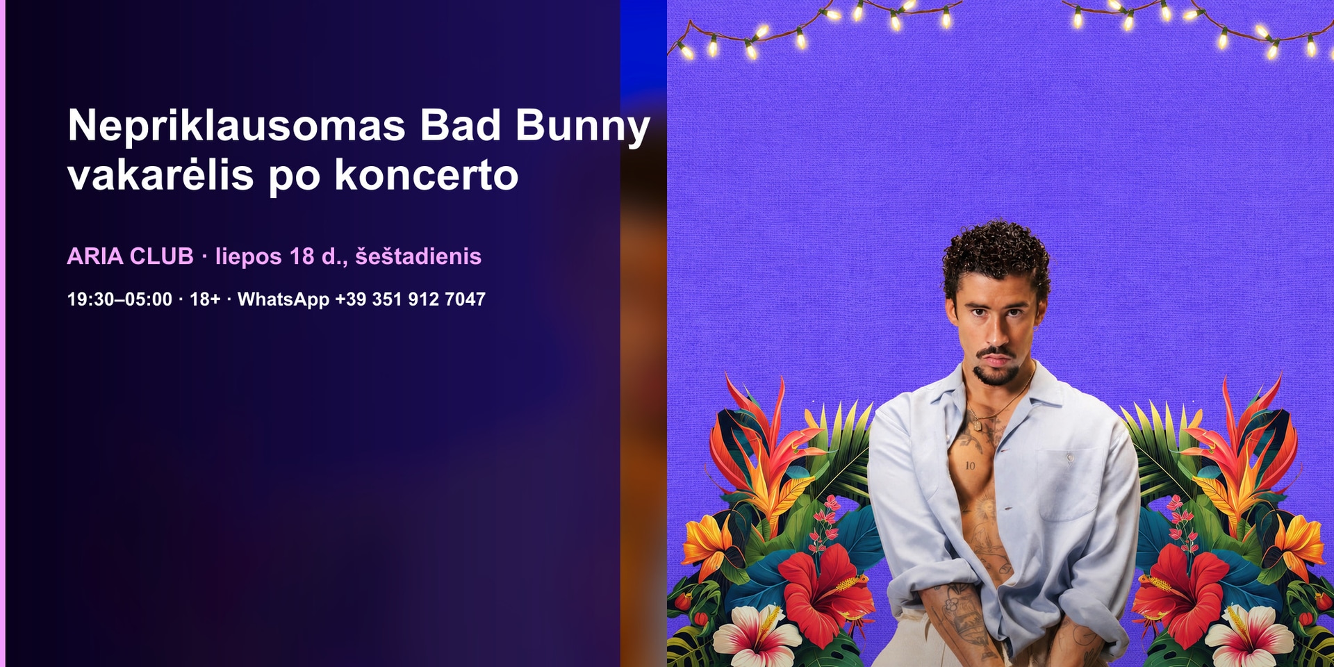 Nepriklausomas Bad Bunny vakarėlis po koncerto · Aria Club Milano · 18.07.2026