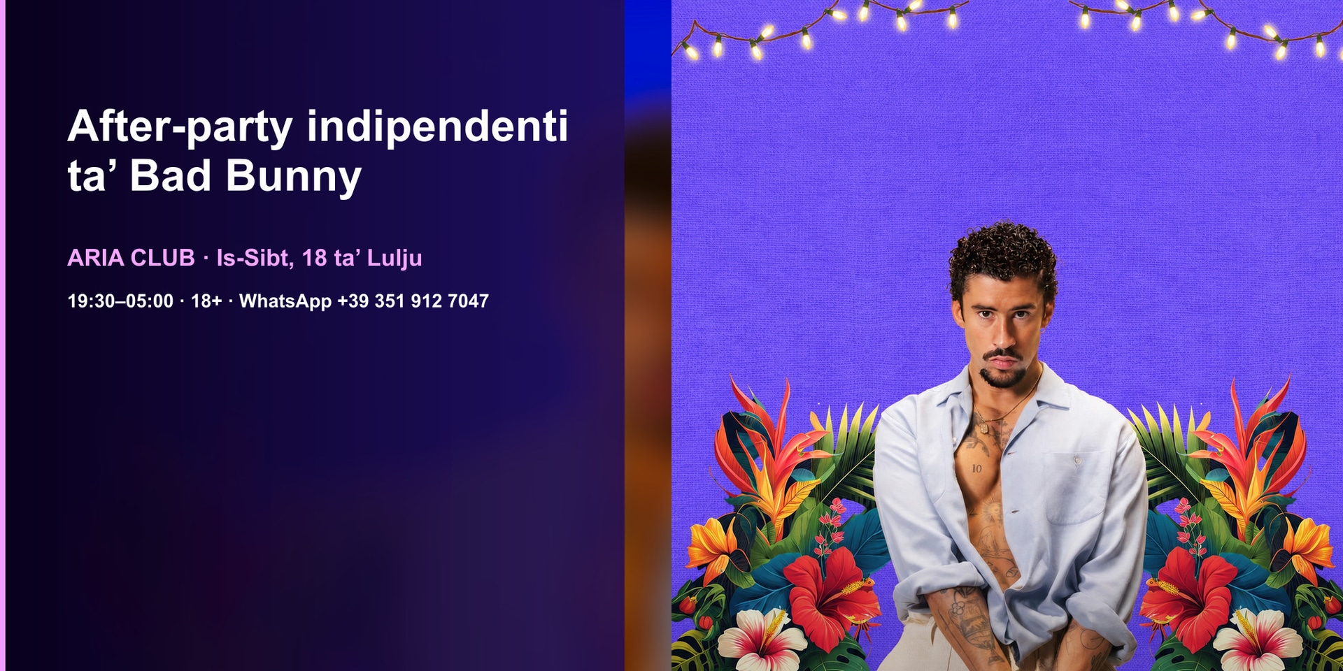 After-party indipendenti ta’ Bad Bunny · Aria Club Milano · 18.07.2026