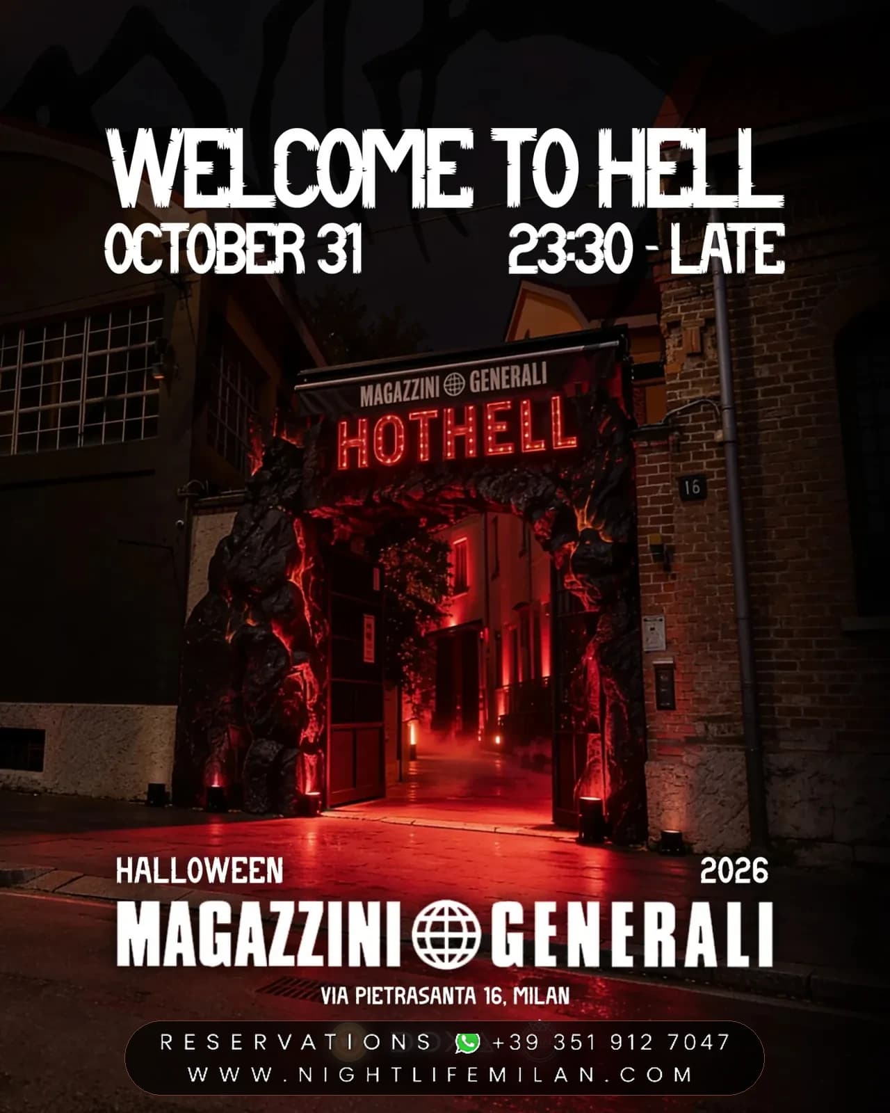 ملصق الفعالية: Welcome to Hell — Halloween Night · Magazzini Generali ملصق الفعالية: Welcome to Hell — Halloween Night · Magazzini Generali