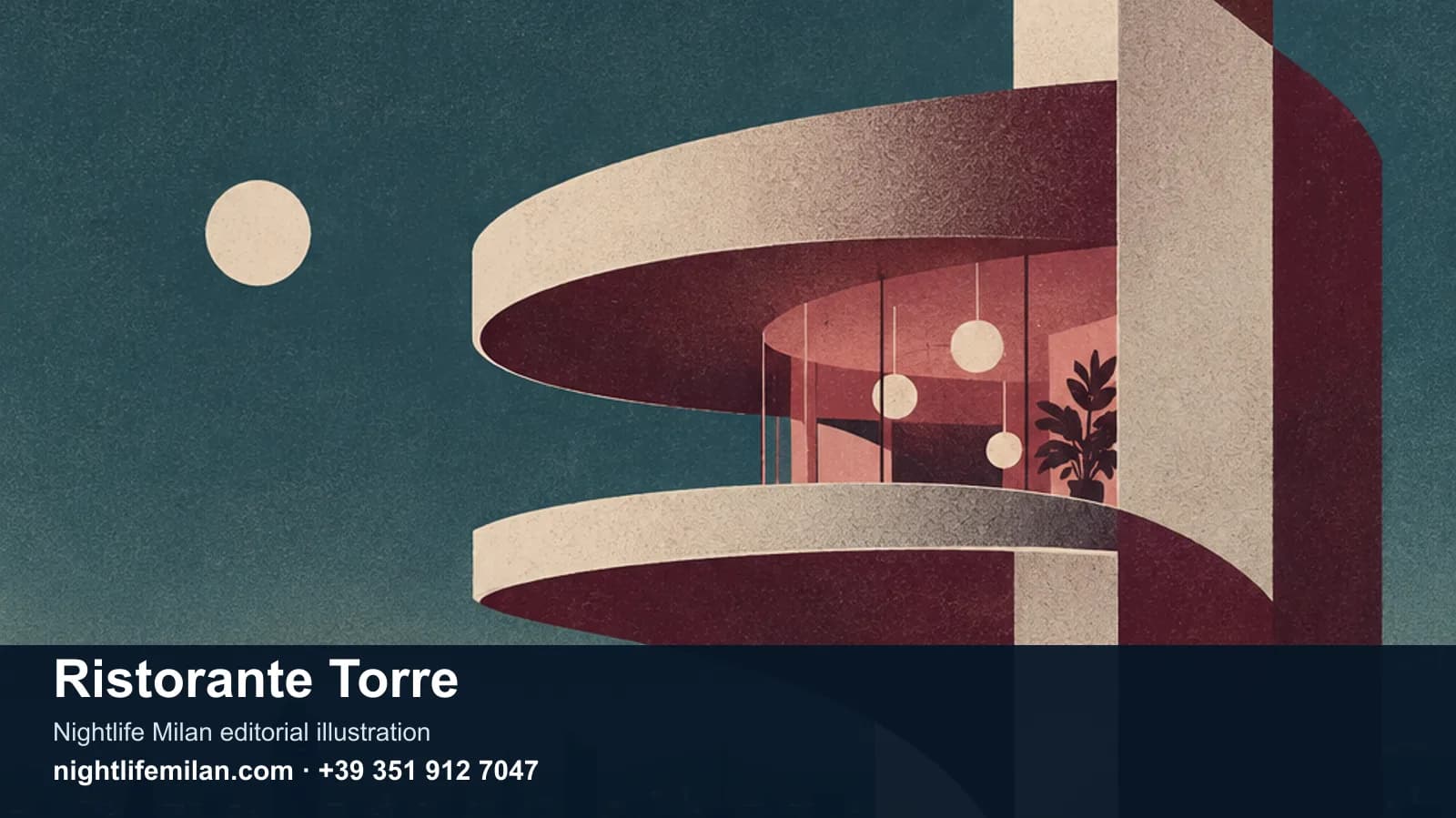 Редакционна илюстрация на Nightlife Milan. Ristorante Torre