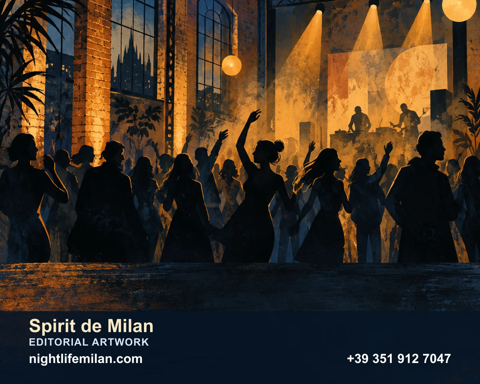 Редакционна илюстрация на Nightlife Milan. Spirit de Milan