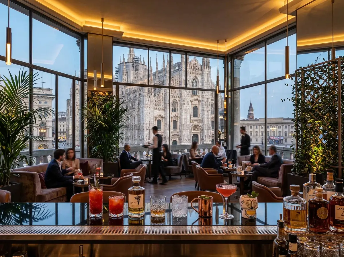 Terrazza 21 Milan — bar and champagne service during Apéritif Estival à Terrazza Duomo 21 Terrazza 21 Milan — bar and champagne service during Apéritif Estival à Terrazza Duomo 21