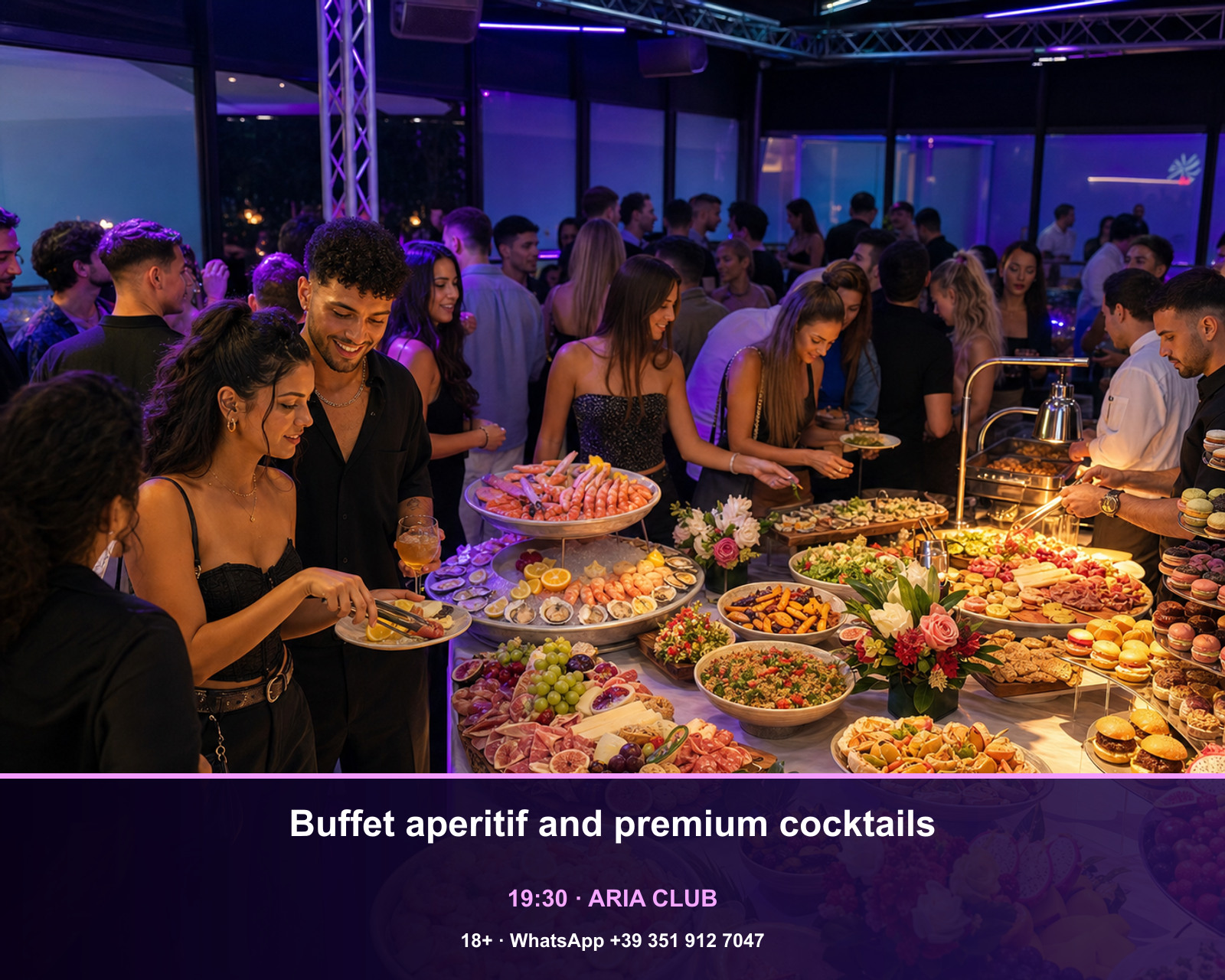 Buffet aperitif and premium cocktails · Aria Club Milano