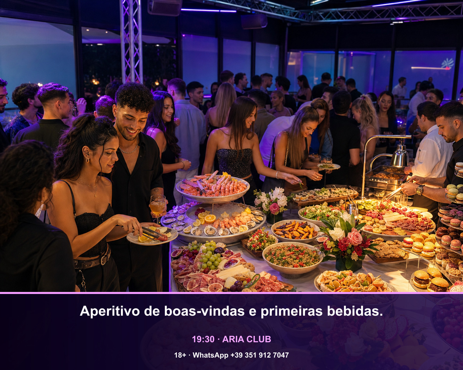 Aperitivo de boas-vindas e primeiras bebidas. · Aria Club Milano