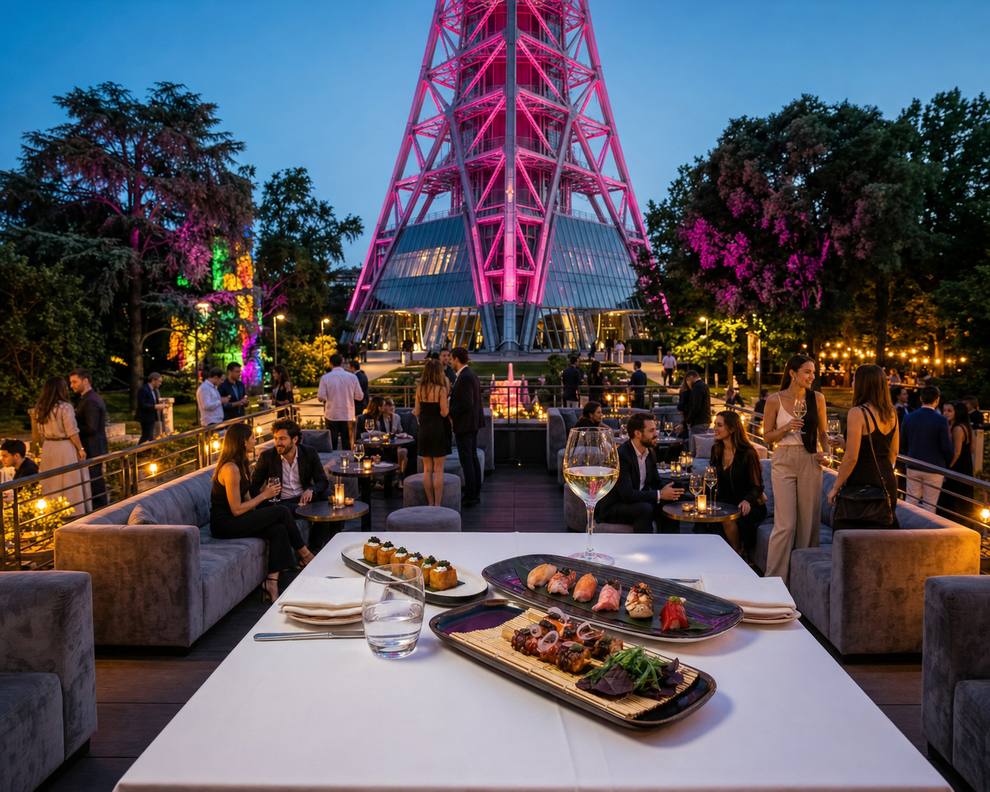 Aperitivo dalle 19:30 sulla terrazza del Just Me Milano con pubblico internazionale.